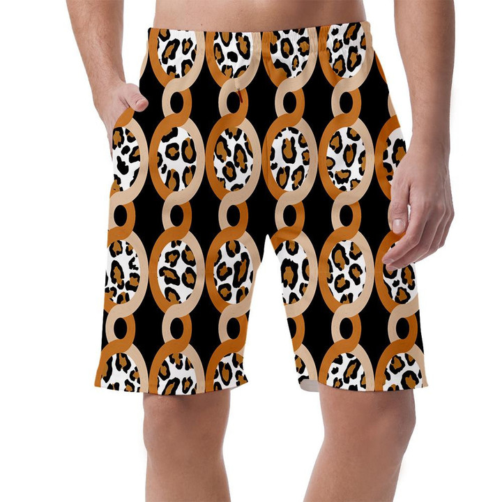 Wild African Leopard With Abstract Chain On Black Can Be Custom Photo 3D Men's Shorts