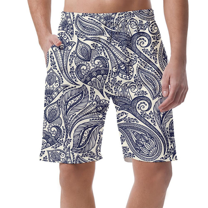 Beautiful Paisley Flower Leaves Branches Hand Drawn Pattern Can Be Custom Photo 3D Men's Shorts