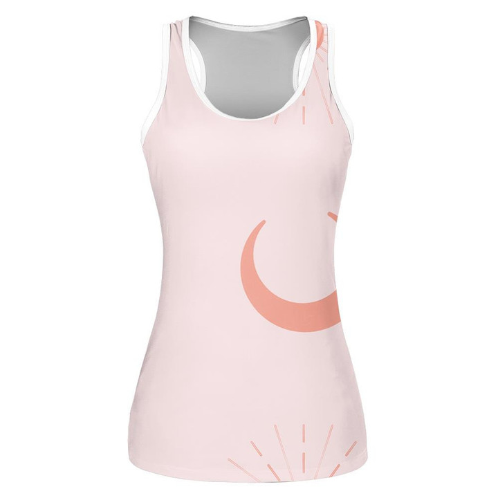 Moon And Sun On Pink Background Print 3D Women's Tank Top