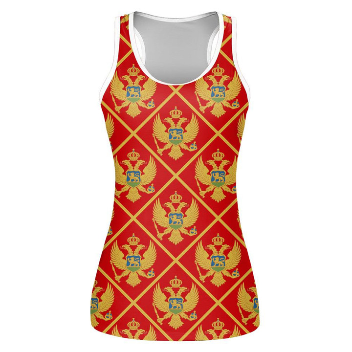 Montenegro Flag With Golf Eagles In Rhombus Frames Print 3D Women's Tank Top