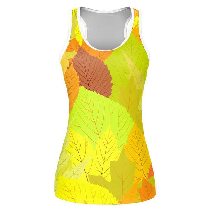 Many Layers Of Autumn Leaves Collection Theme Print 3D Women's Tank Top