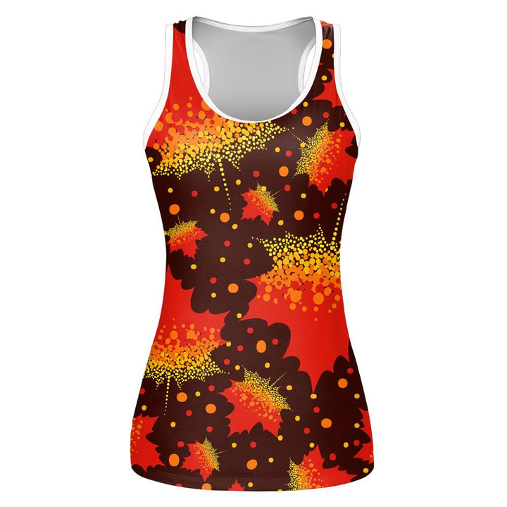 Luxurious Bright And Colorful Falling Leaves And Dots Print 3D Women's Tank Top