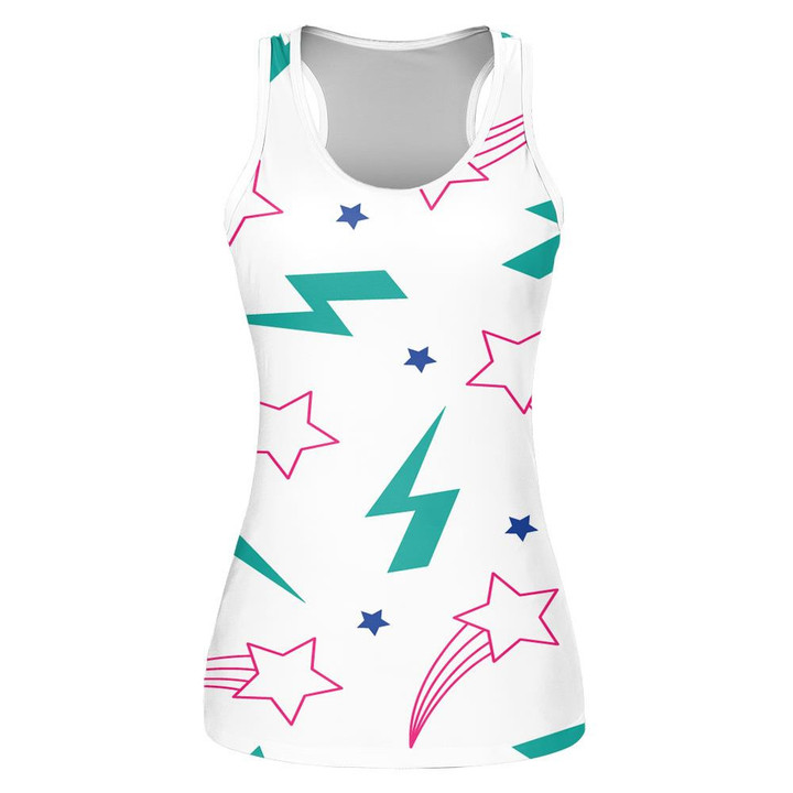 Lightning And Shooting Stars In Blue And Pink Pattern Print 3D Women's Tank Top