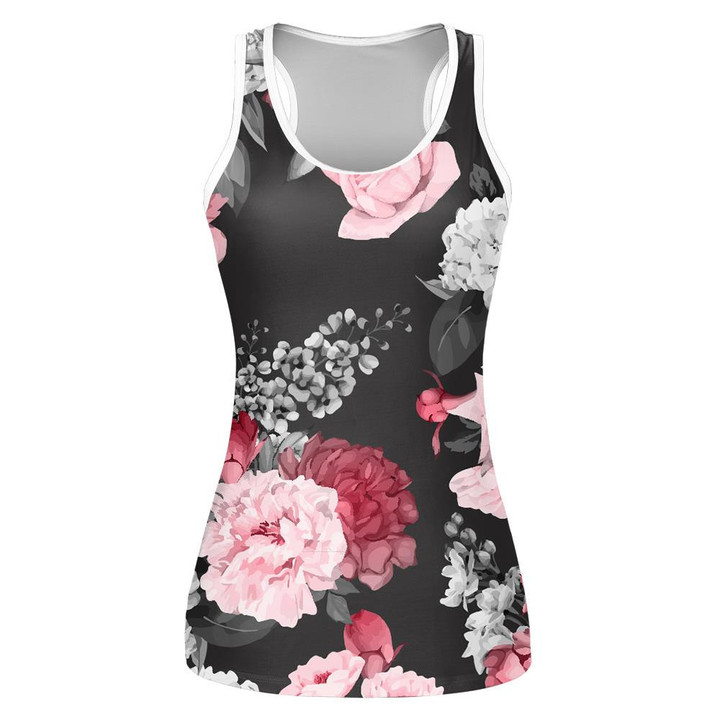 Impressive Red And Pale Pink Rose Romantic Flower Pattern Print 3D Women's Tank Top