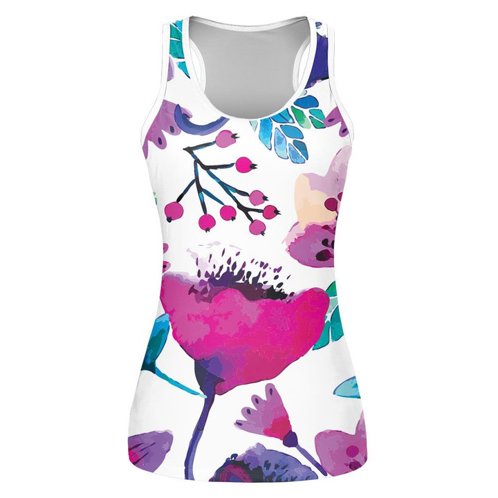 Illustration Of Pattern With Watercolor Flowers Print 3D Women's Tank Top
