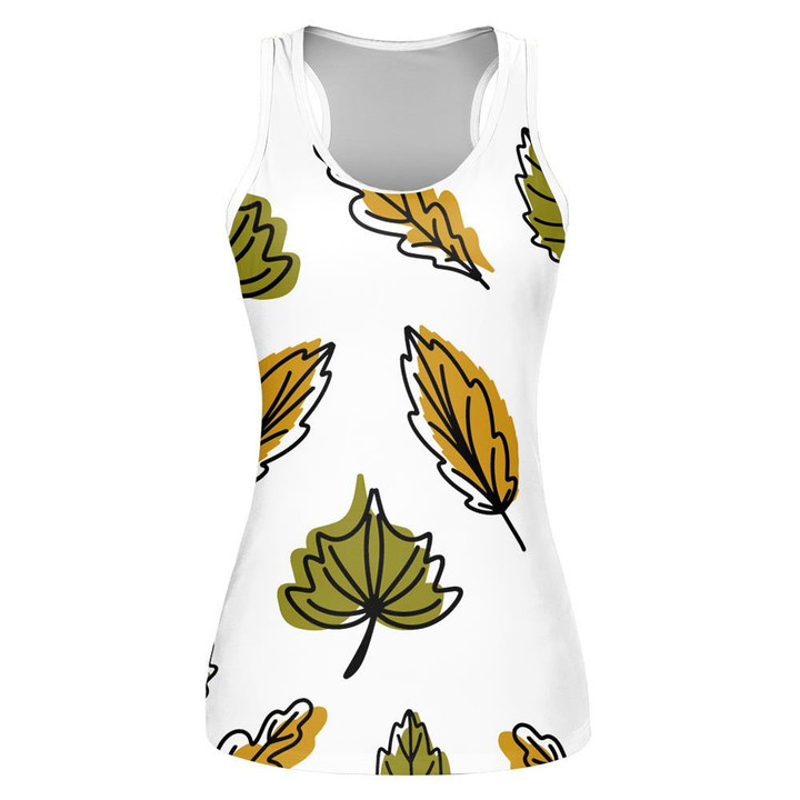 Ideal Outline Autumn Leaves And Its Shadow Shapes Print 3D Women's Tank Top