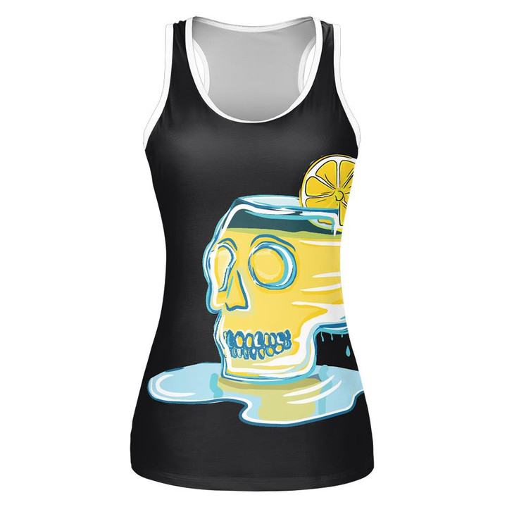 Ice Human Skull Slass Which Is Filled With Lemonade Print 3D Women's Tank Top