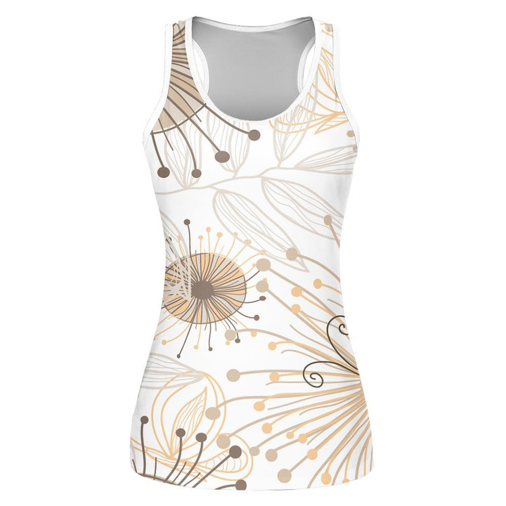 Hand Drawn Retro Style With Butterfly And Flowers Print 3D Women's Tank Top