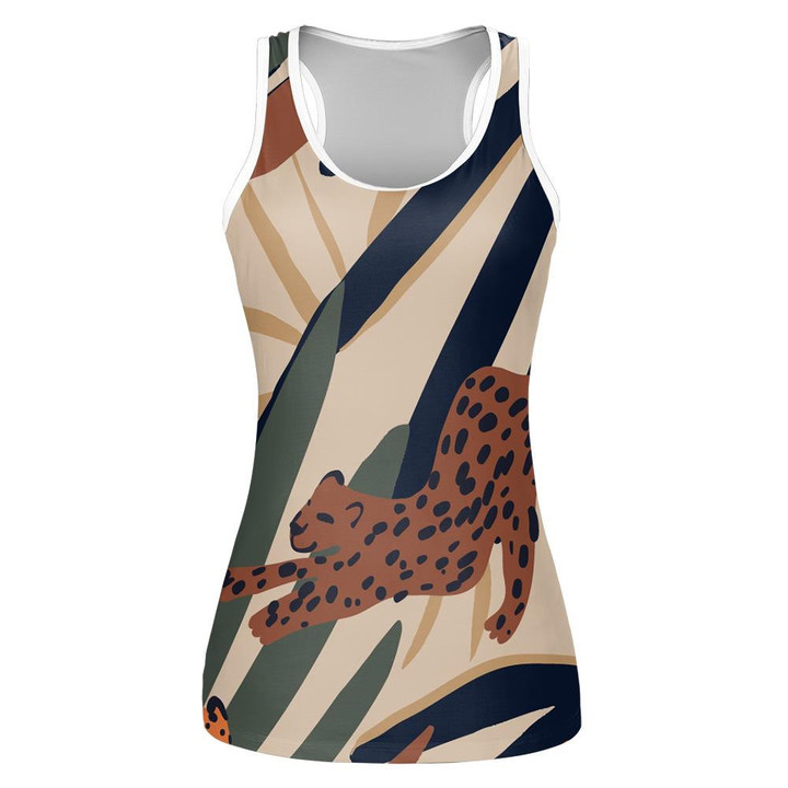 Hand Drawn Abstract With Leopards Natural Colors Print 3D Women's Tank Top