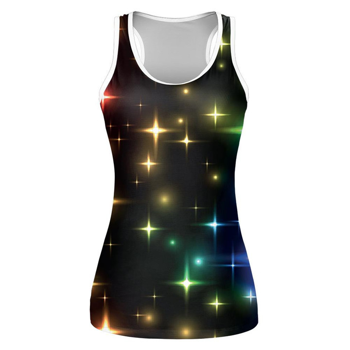 Gorgeous Glittering Background With Rainbow Stars And Blurs Print 3D Women's Tank Top