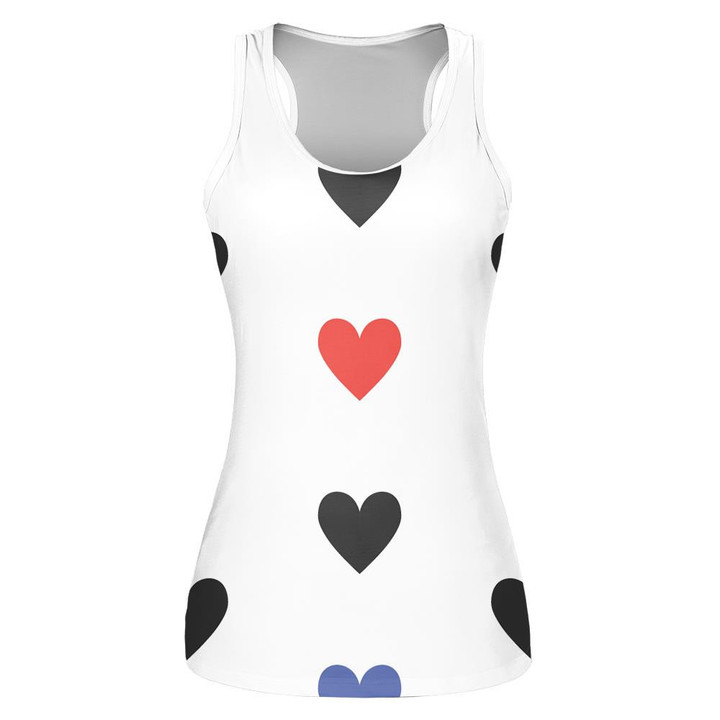 Geometric Hearts Pattern Red And Blue Love Valentine's Day Background Print 3D Women's Tank Top