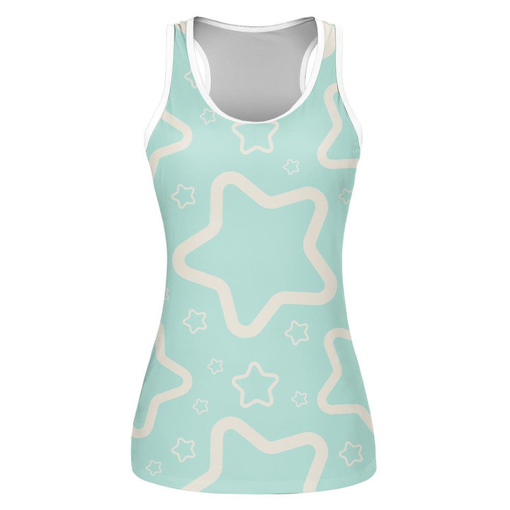 Cute Blue Stars In Thick Outline Pattern Print 3D Women's Tank Top