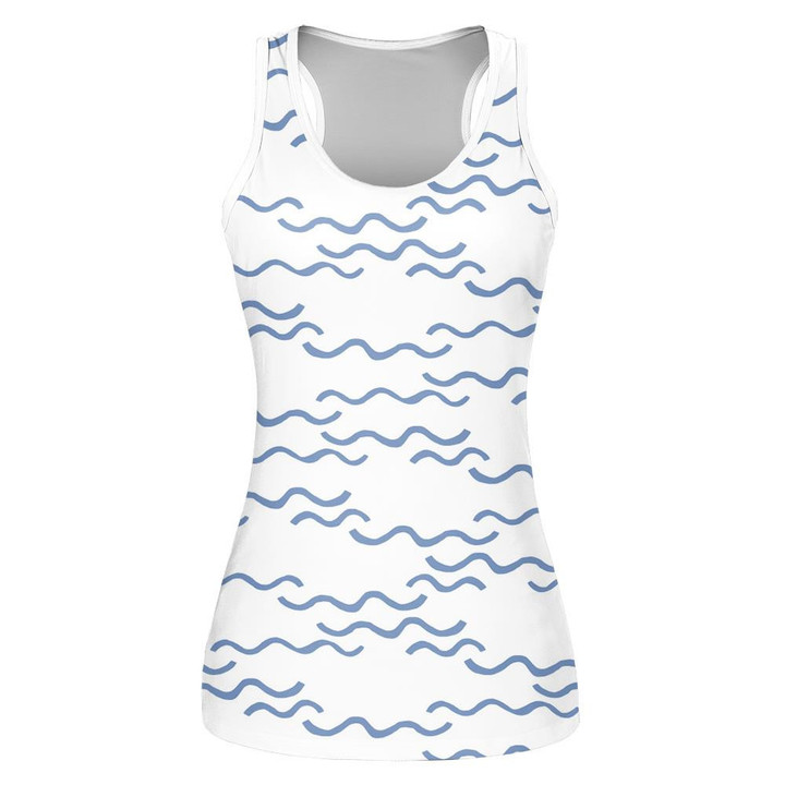 Curly Hand Drawn Lines Imitation Of The Sea Waves Print 3D Women's Tank Top