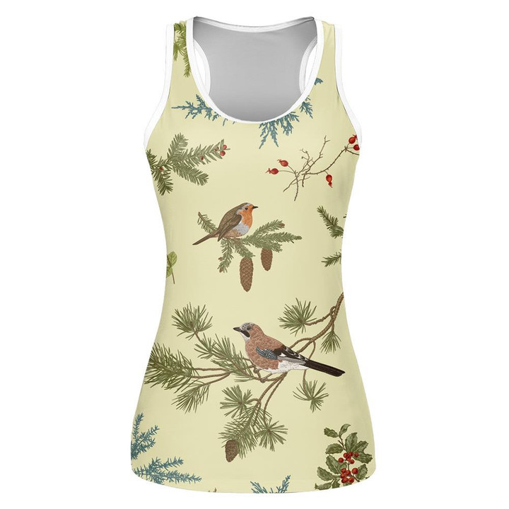 Colorful Bird Perched On Different Tree Branch Print 3D Women's Tank Top