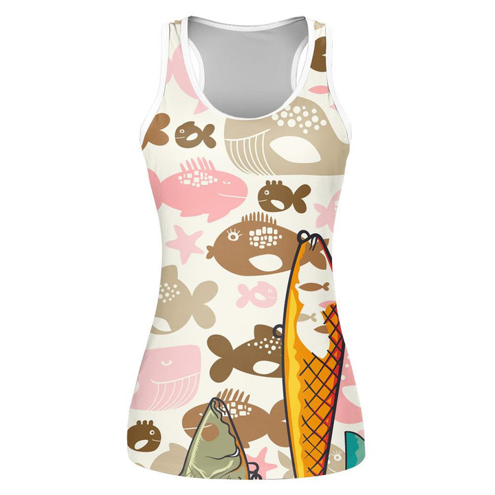 Collection Of Happy Fishes With Interesting Life In The Sea Design Print 3D Women's Tank Top