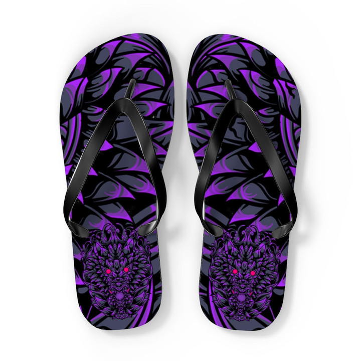 Purple Cosmic Dragon Print Design Flip Flops For Men And Women