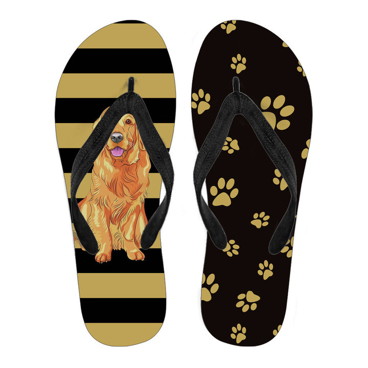 Golden Retriever Happy Dog Flip Flops For Men And Women