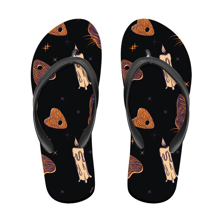 Witchcraft With Devil Cat And Candle Flip Flops For Men And Women
