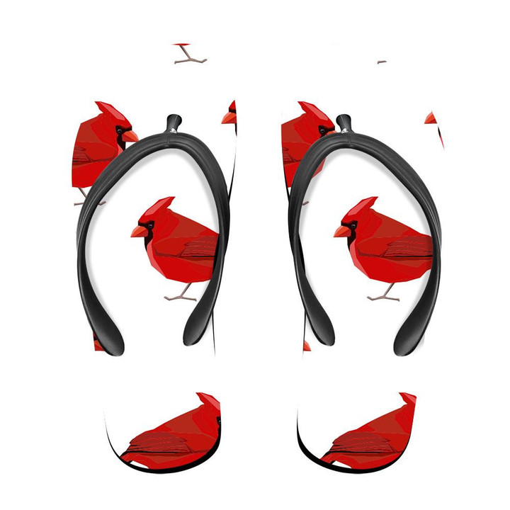 Wildlife Red Cardinal Bird On White Flip Flops For Men And Women