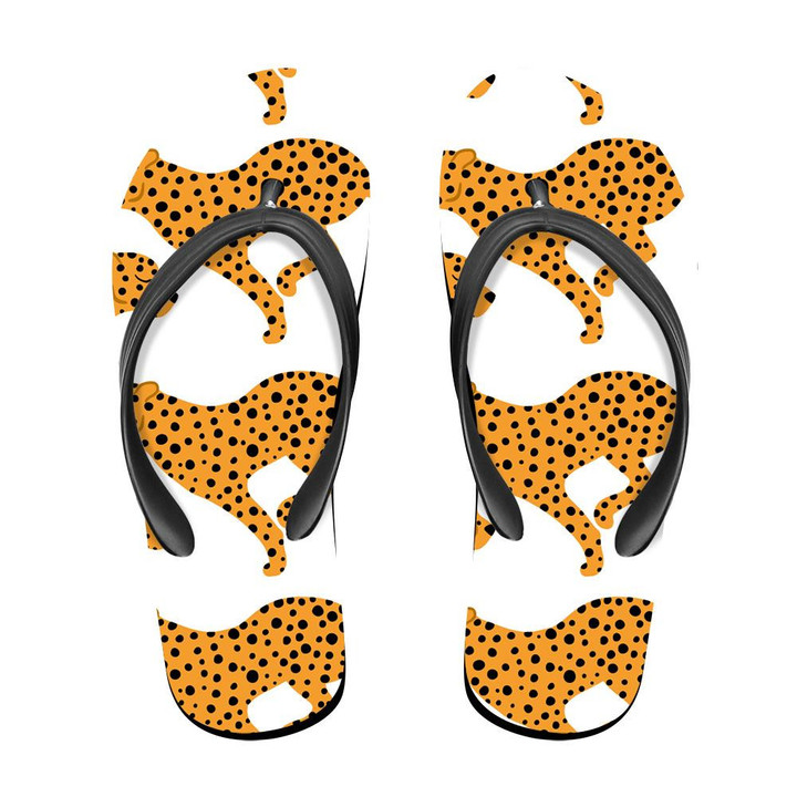 Wild Animals Leopard In Simple Cartoon Flip Flops For Men And Women