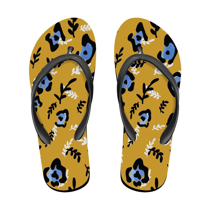 Wild Animals Abstract Leopard Skin Shapes And Leaves Flip Flops For Men And Women