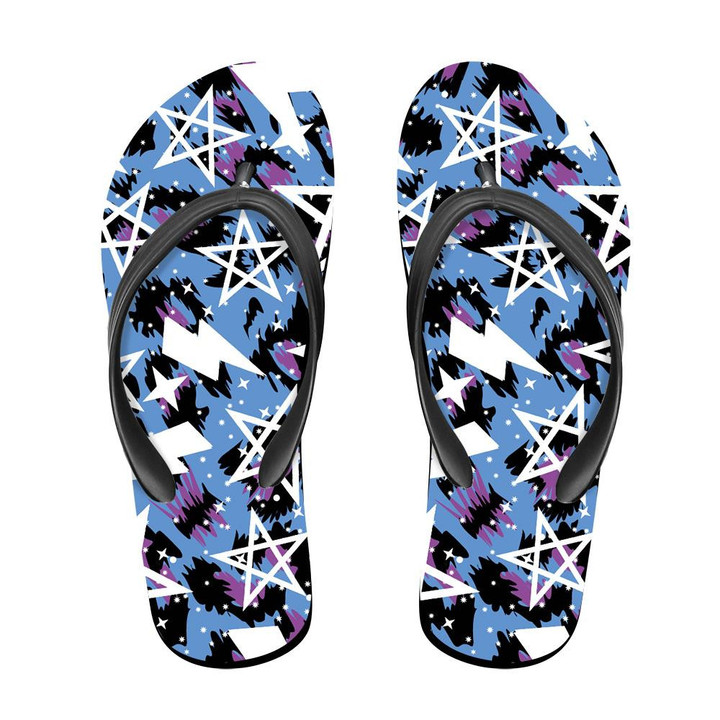 Wild African Leopard With Stars And Rays Flip Flops For Men And Women