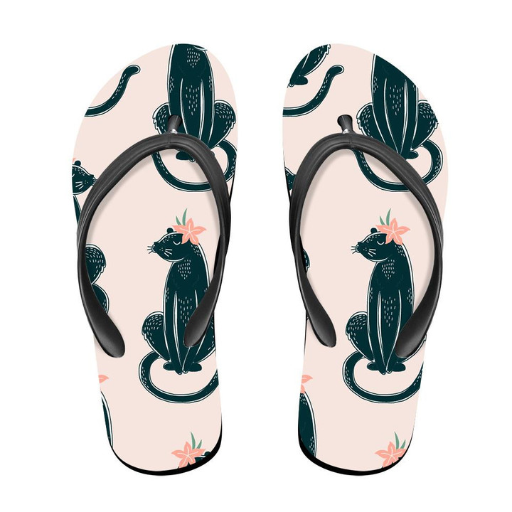 Wild African Leopard With Paradise Flower Bloom Flip Flops For Men And Women