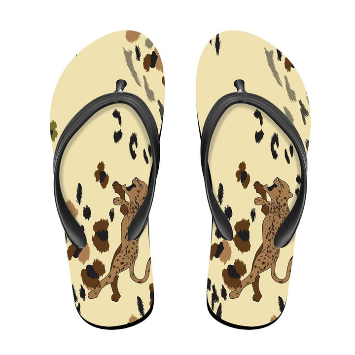 Wild African Leopard With Dot On Brown Flip Flops For Men And Women