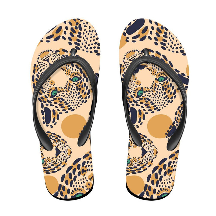 Wild African Leopard In Colorful Vintage Style Flip Flops For Men And Women