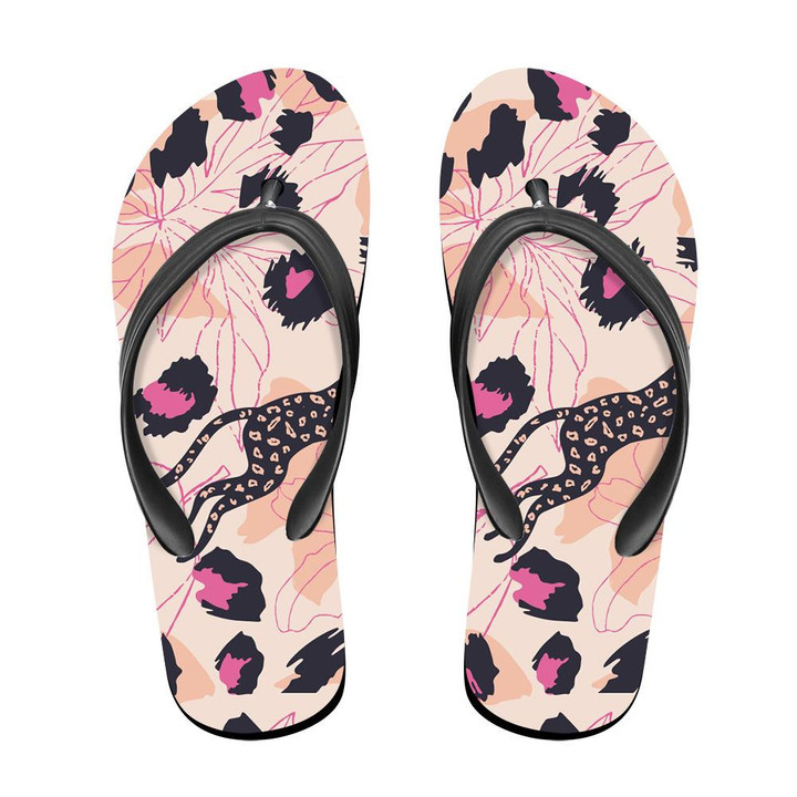 Wild African Animals Modern Leopard And Exotic Jungle Flip Flops For Men And Women