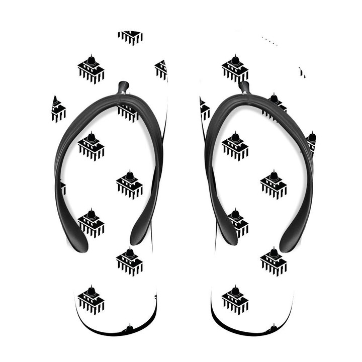 White House Usa Pattern In Black And White Flip Flops For Men And Women