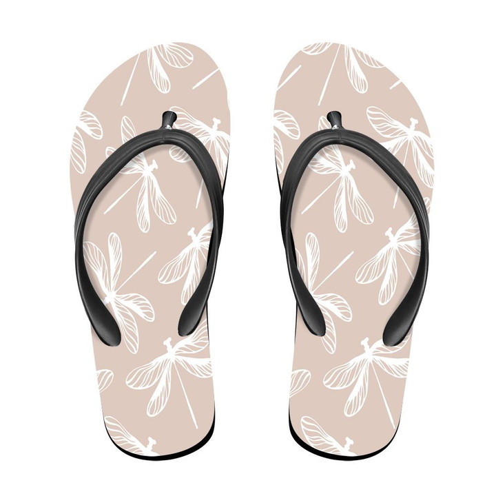 White Dragonflies In Pink Watercolor Style Vintage Flip Flops For Men And Women