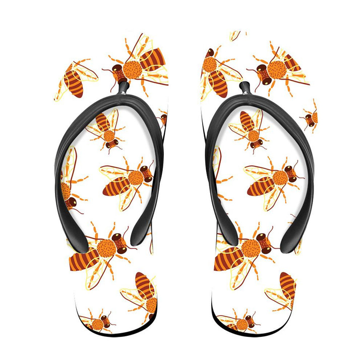 Watercolor Orange Bees In The Summer Flip Flops For Men And Women