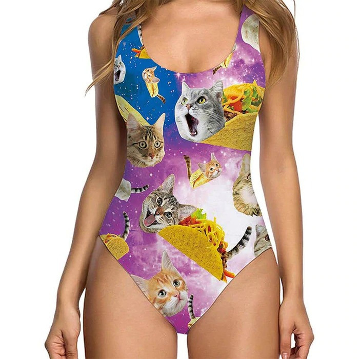 Taco Cat Ugly Pattern Women's One Piece Swimsuit