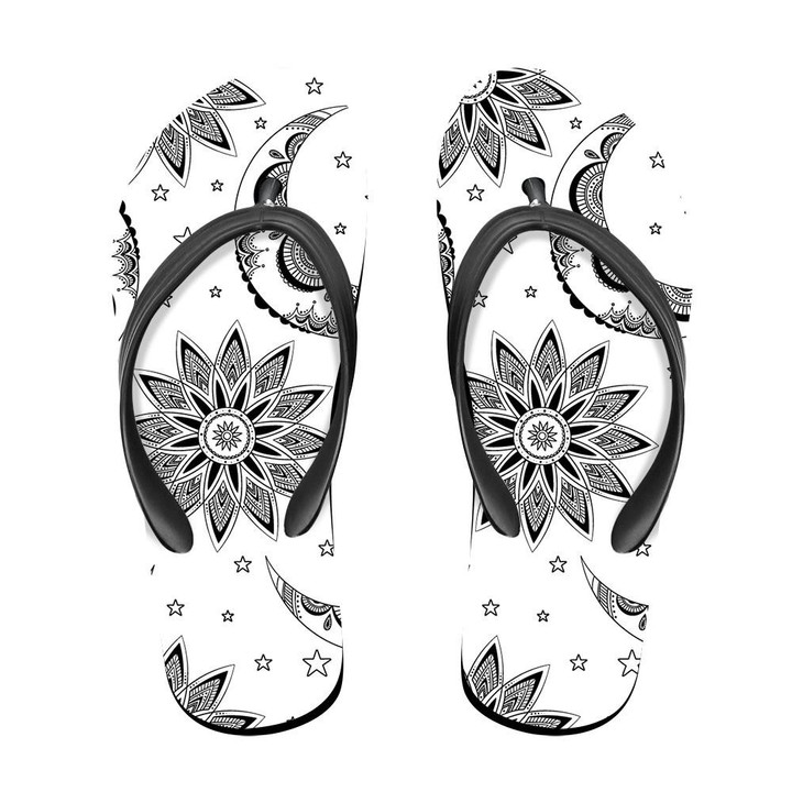 Vitage Moon Sun And Start On White Background Flip Flops For Men And Women