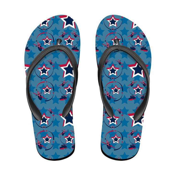 Vintage Patriotic American Airplane Tank And Star Flip Flops For Men And Women
