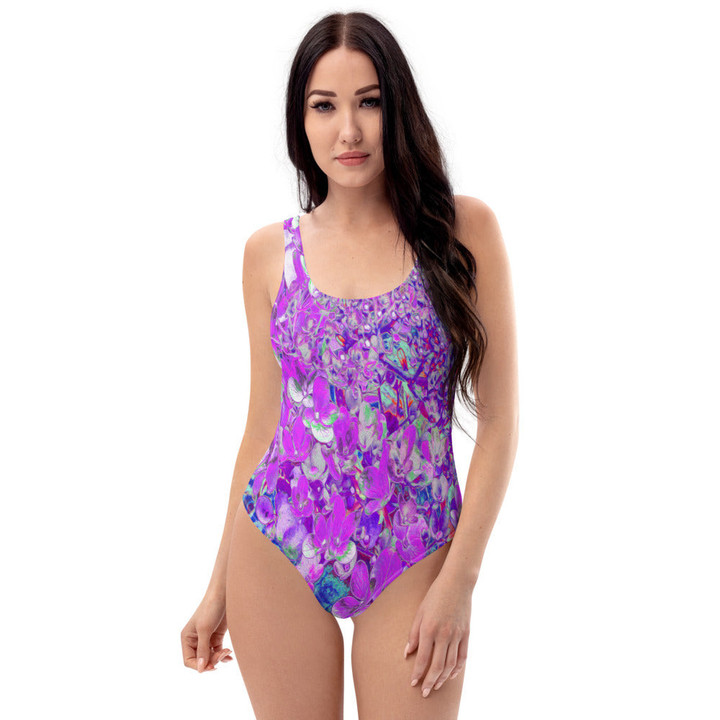 Elegant Purple And Blue Limelight Hydrangea Women's One Piece Swimsuit