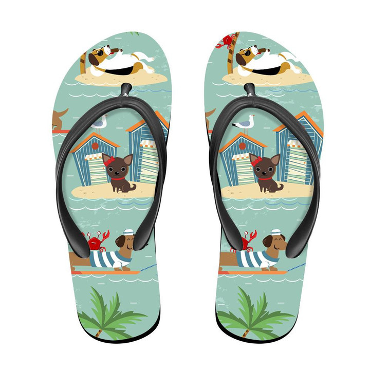 Vacations French Bulldog Sailing On A Boat Flip Flops For Men And Women