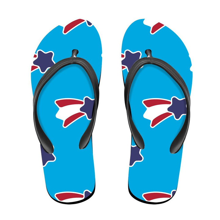 USA Shooting Stars And Stripes Pattern On Blue Background Flip Flops For Men And Women