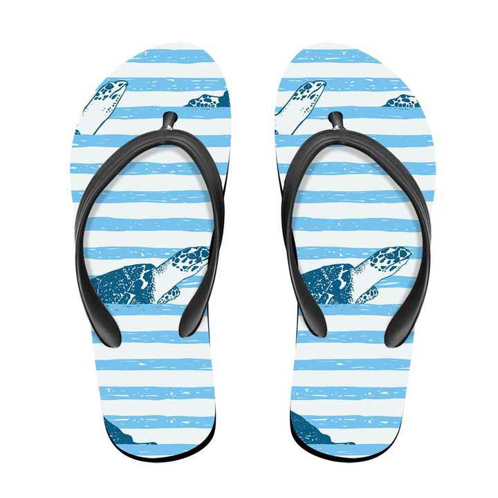 Turtles Sea Plants Corals And Fishes Flip Flops For Men And Women