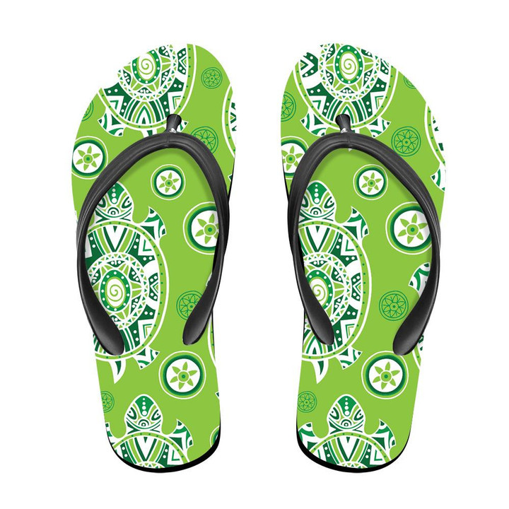 Turtles And Jellyfish On A Dark Blue Flip Flops For Men And Women