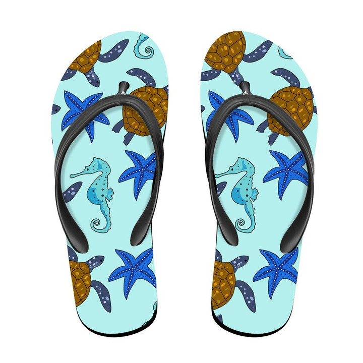 Turtle In The Colors Of The Baroque Style Flip Flops For Men And Women