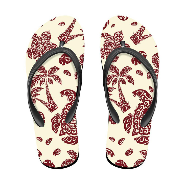 Turtle And Pearl In The Shell On Dark Blue Flip Flops For Men And Women