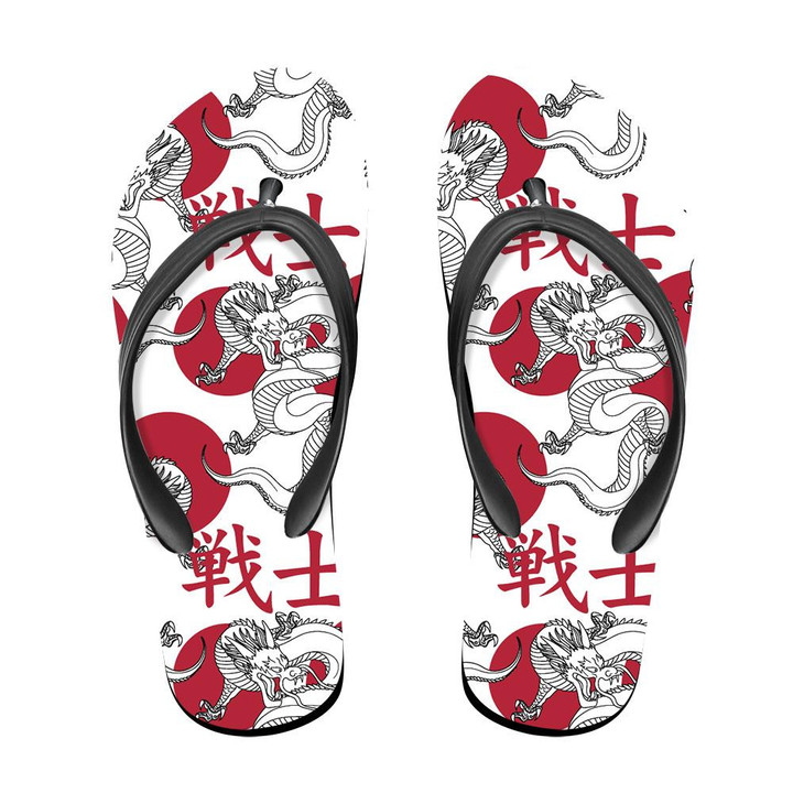 Traditional Asian Japanese Dragon With Text Flip Flops For Men And Women