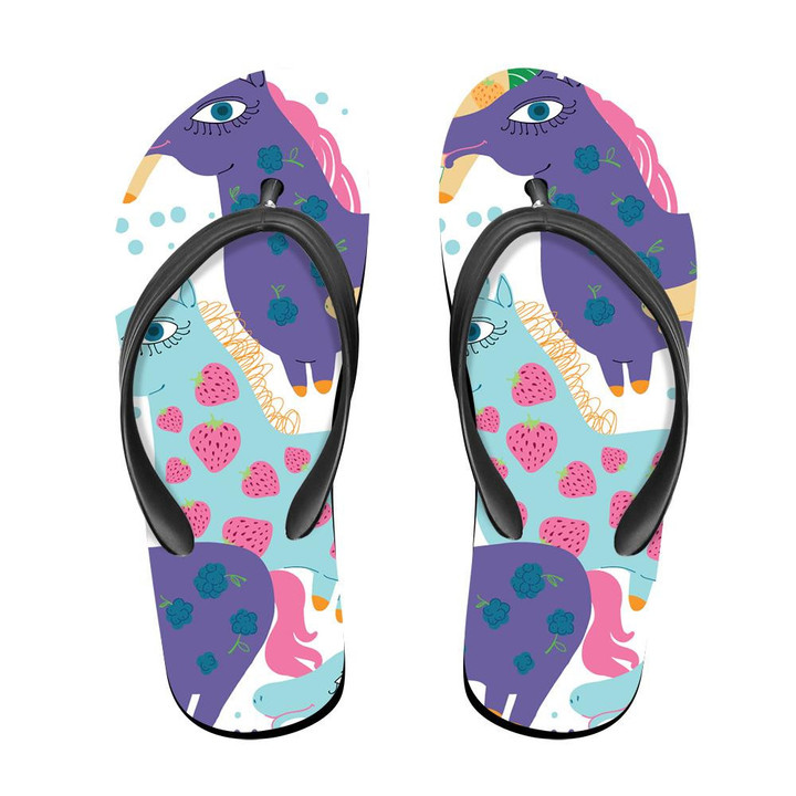 Toy Horse With Raspberries And Strawberries Flip Flops For Men And Women
