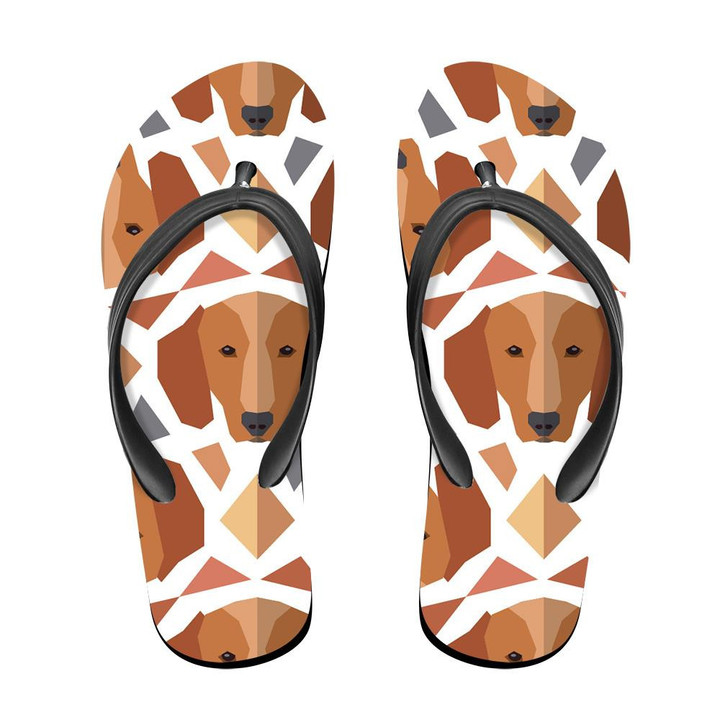 Theme Polygonal With Face Of Dachshund Flip Flops For Men And Women