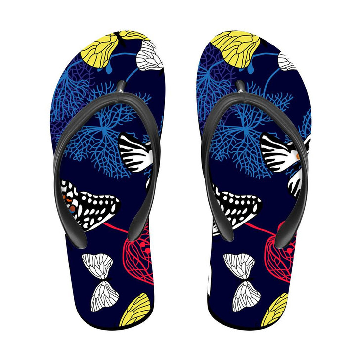 Theme Mystical Colorful Autumn Butterfly With Nature Flip Flops For Men And Women