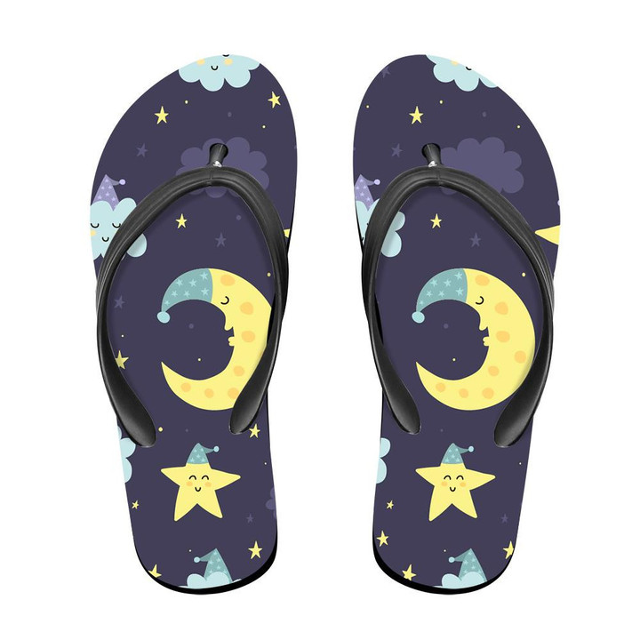 The Starry Night Sky With Moon And Cloud Flip Flops For Men And Women