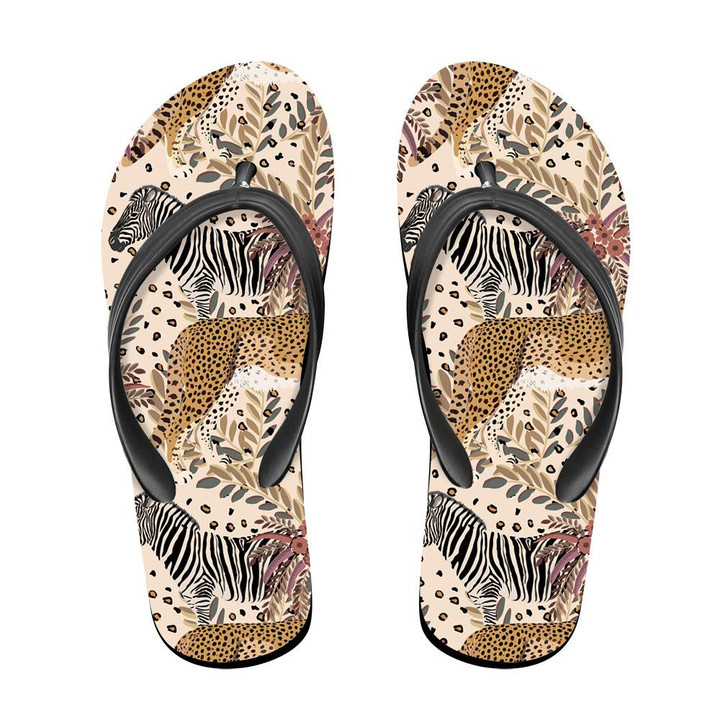 The Spots Of The Leopard Skins And Zebra Flip Flops For Men And Women