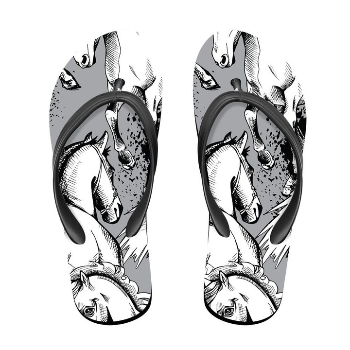 The Image Of A Horse On Grey Flip Flops For Men And Women